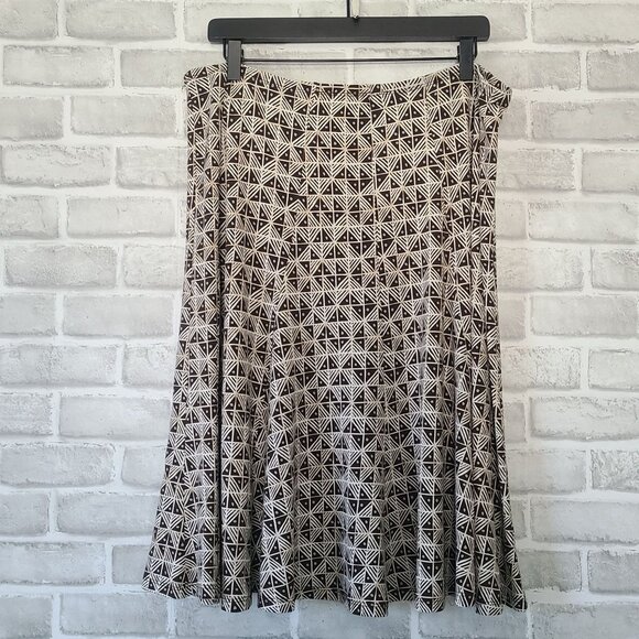 Axcess Liz Claiborne Flowy Skirt Black White Geometric Closet Staple NEW XL - Picture 1 of 7